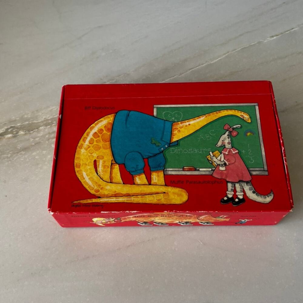 Vintage Sandra Boynton Dinosaur Storage Box 1980s General Box Co Made in USA Red